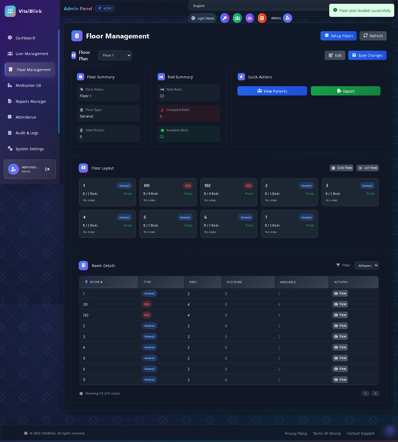 Floor & Bed Management